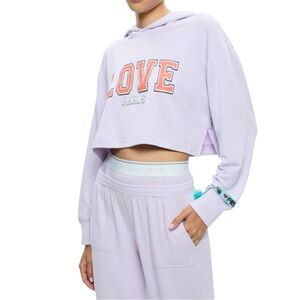 NWT Alice + Olivia Lavender Oversized Cropped Hoodie Size Large